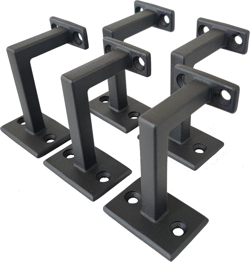 Langdoly 3-3/8" High Swivel Handrail Brackets for Staircase Stair Railing Heavy Duty Black Brackets with Screws (Fixed Stair handrail 5) - Image 1